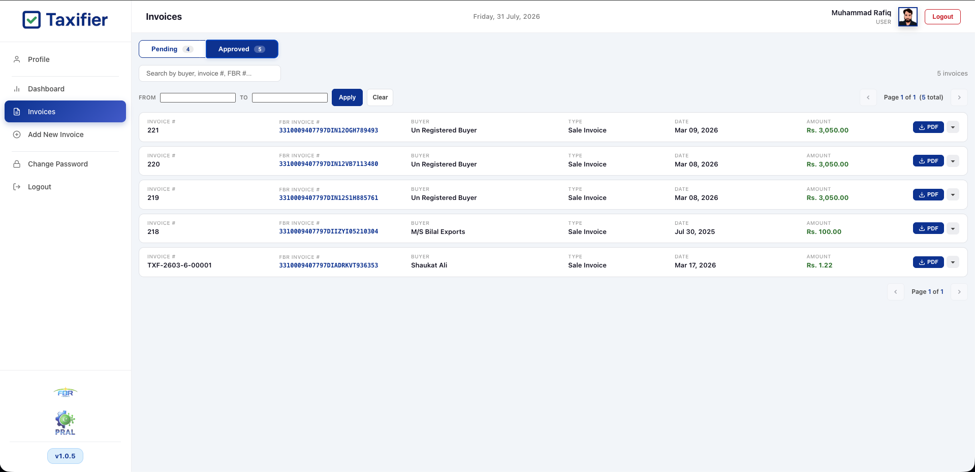 Approved Invoices